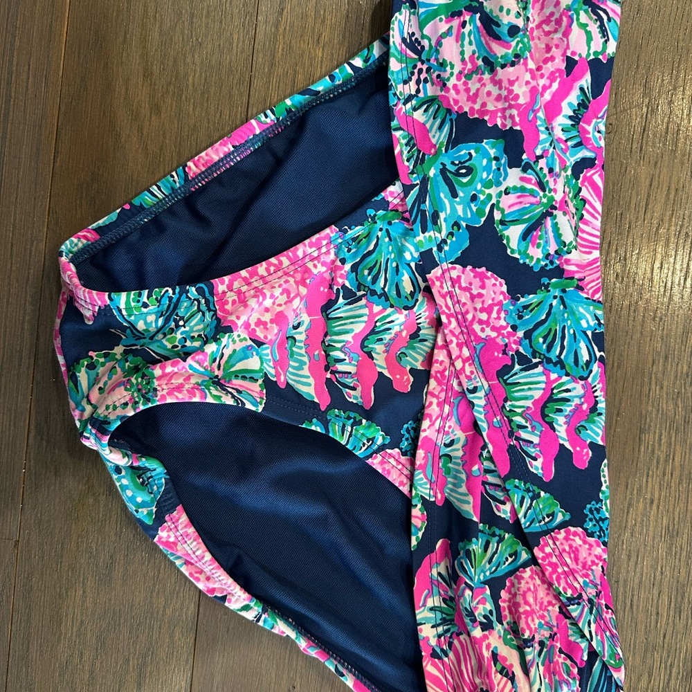 Lilly Pulitzer Navy Pink Green Floral Bikini Bottoms